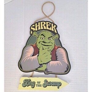 Shrek King of the Swamp Wooden Hanging Sign DreamWorks Wall Door Wood Decor 11"